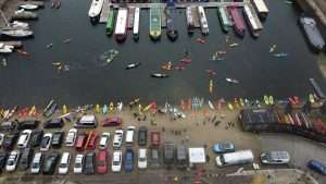 Aerial Shot of the Compound Coburg Dock Paddlefest