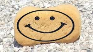 A smiling face on a piece of bread Description automatically generated with low confidence