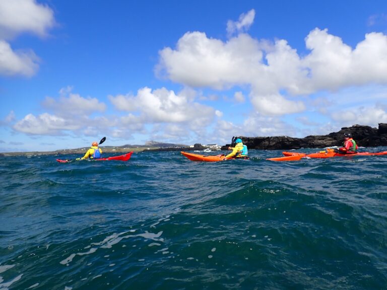 People kayaking in the water Description automatically generated
