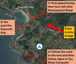 Directions to Tyn Rhos Campsite