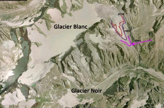 A map of the glacier blanc AI-generated content may be incorrect.