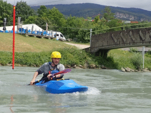 A person in a kayak on a river AI-generated content may be incorrect.