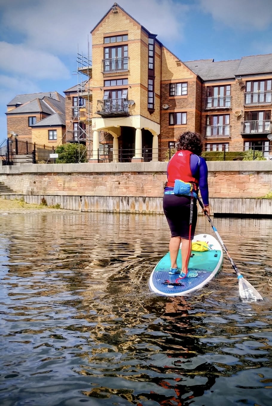 A person on a paddle board in the waterAI-generated content may be incorrect.
