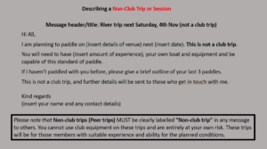 Describing a Non-Club Trip or Session