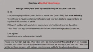 Describing a Non-Club Trip or Session