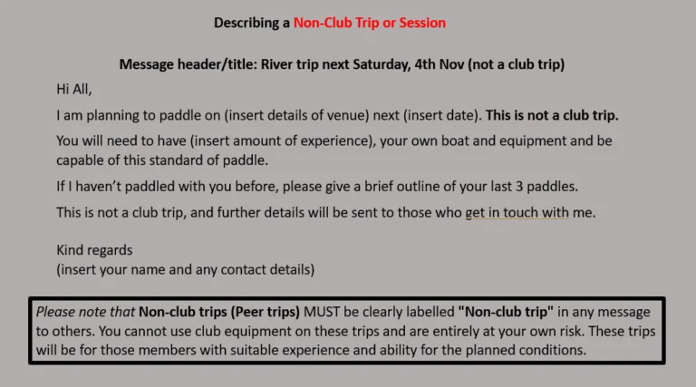 Describing a Non-Club Trip or Session