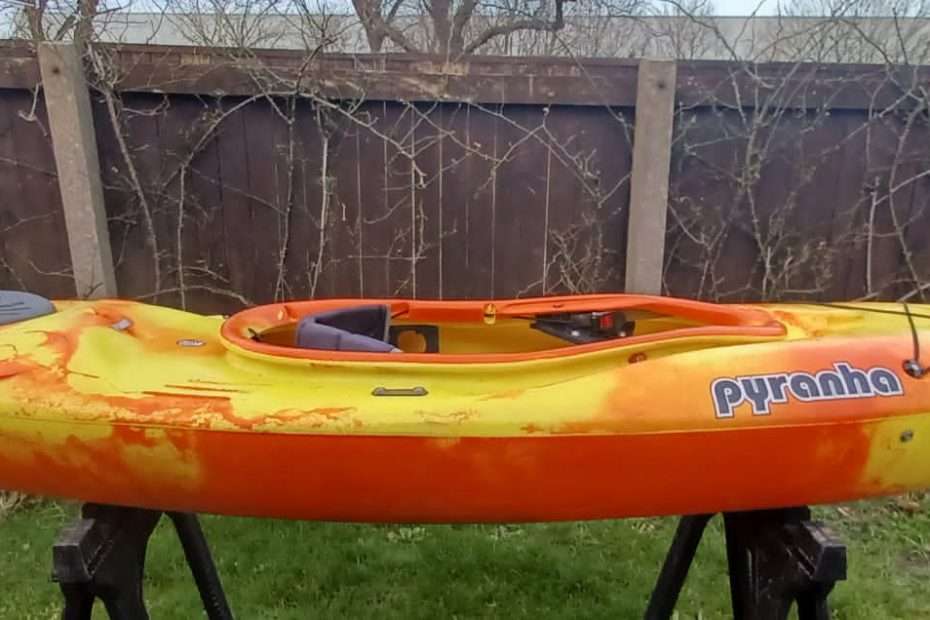 A kayak on a stand Description automatically generated